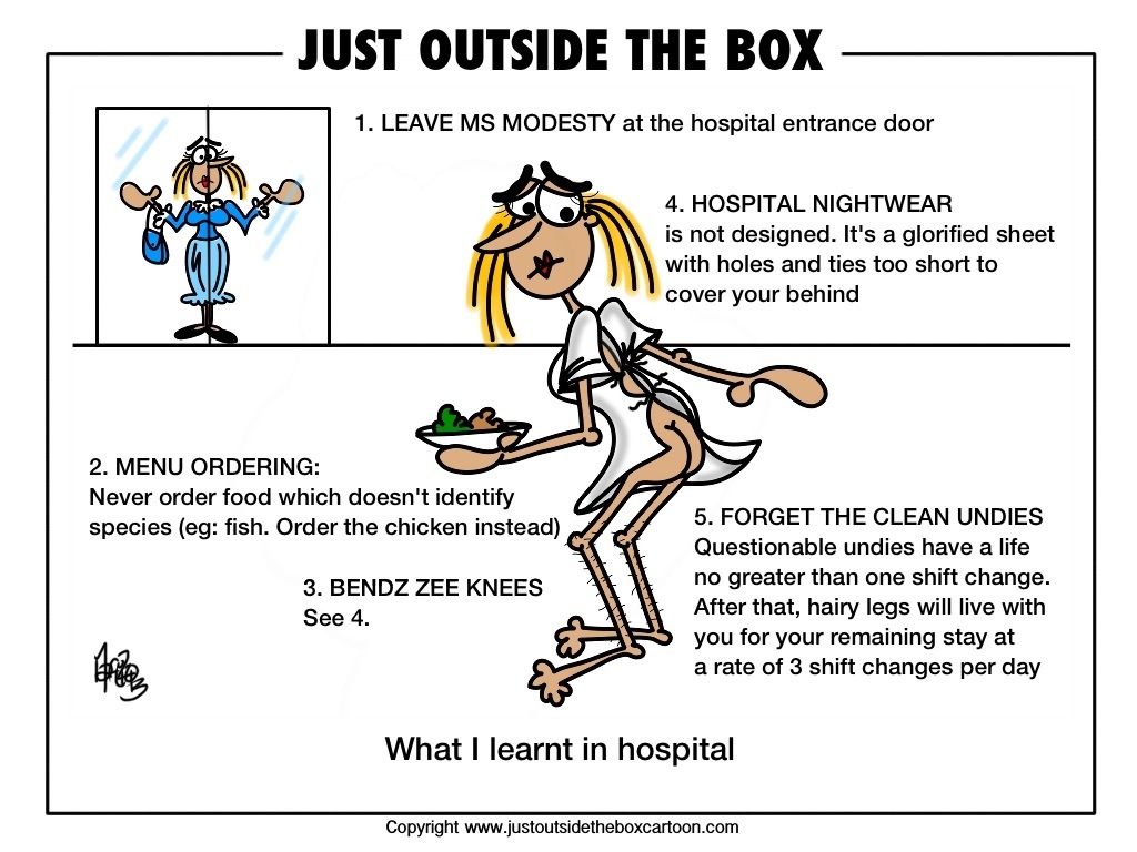 What I learnt in hospital - Just Outside the Box Cartoon