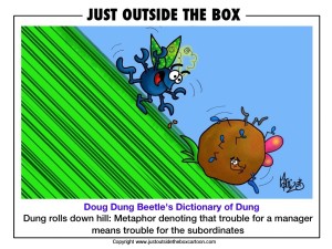 dung rolls down hill